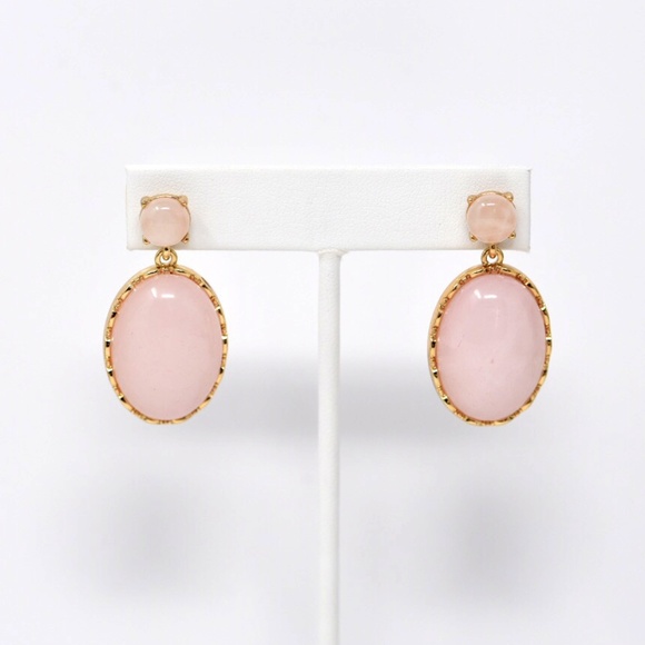 Jewelry - NEW Genuine Rose Quartz Double-Drop Earrings
